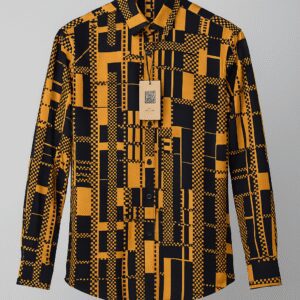 Geometric Gold - The Luxe Grid Print Shirt