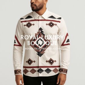 Tribal Motif Long Sleeve Shirt For Men’s