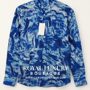 Abstract Blue Wave Shirt For Men’s
