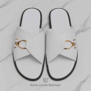Horsebit Leather Slides – Class In White & Black