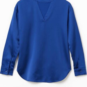 Royal Blue V-Neck Blouse