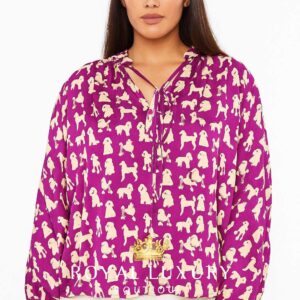 Pink Floral Ruffle Blouse with Neck Tie