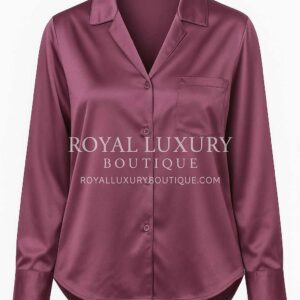 Mulberry Satin Button-Up Shirt