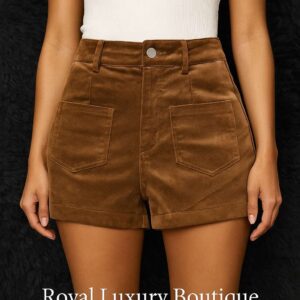 Vintage Camel Corduroy High-Waist Shorts