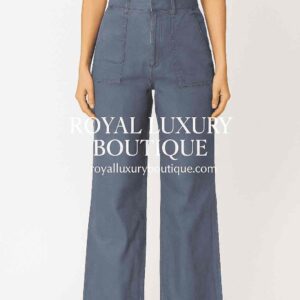 Slate Blue High-Waisted Utility Trousers