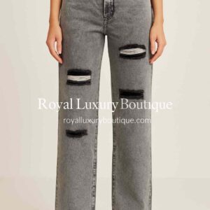 Urban Destroyed High-Waist Grey Jeans – Bold Streetwear Energy