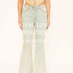 Lace-Up Corset & Flare Jeans Set