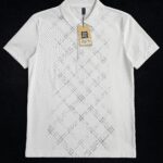 Refined White Checkered Polo Shirt For Men’s