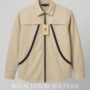 Zip-Front Beige Tech Shirt For Men’s