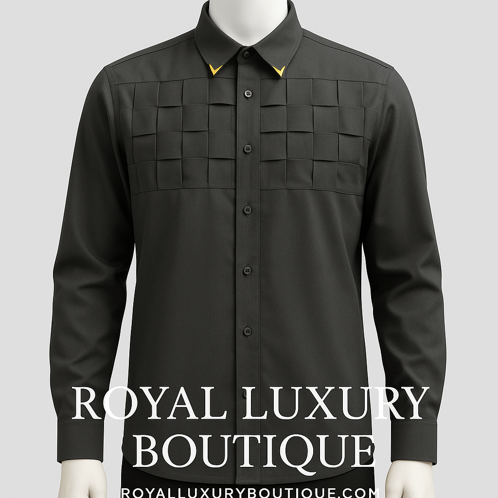 Modern Grid Tailored Black Shirt For Men’s