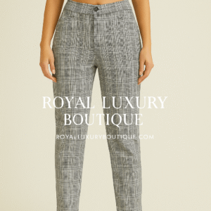 Tailored Grey Plaid Ankle Trousers